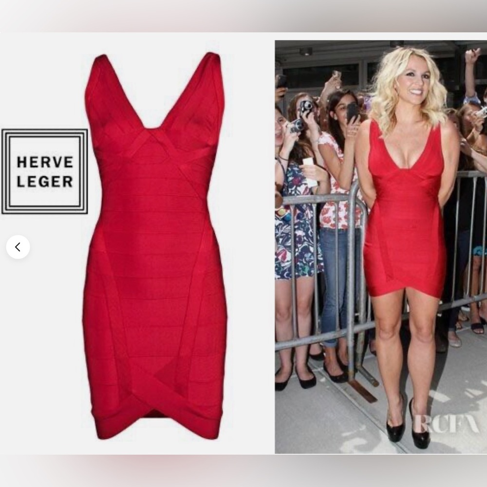 Red Herve Leger Ari Mini Dress